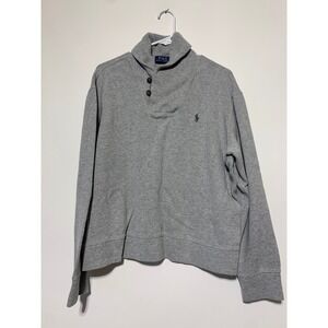 Polo Ralph Lauren Men Size L Gray Jersey Shawl Pullover Sweater